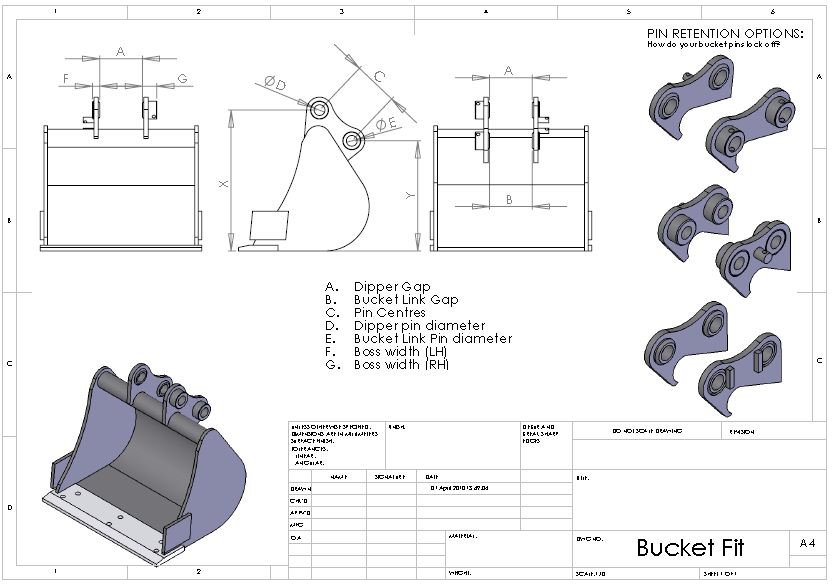 Excavator Bucket Sizes Chart